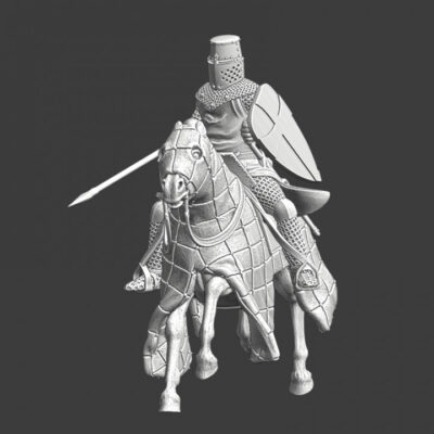 Medieval crusader with crouched lance