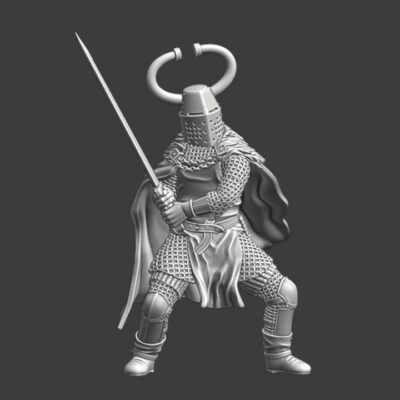 Medieval Teutonic Master - Large sword and crested helmet