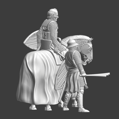 Medieval knight with eye patch and sergeant - NCM