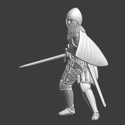 Medieval knight with sword and special helmet - NCM