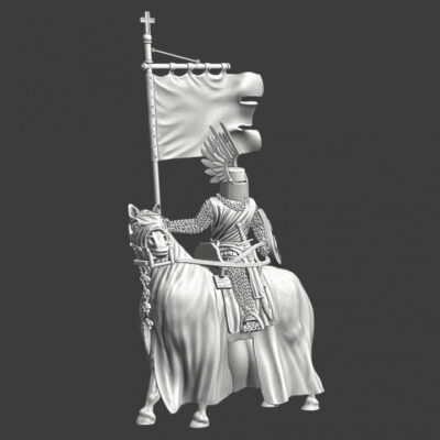 Medieval Winged Knight - Mounted with banner