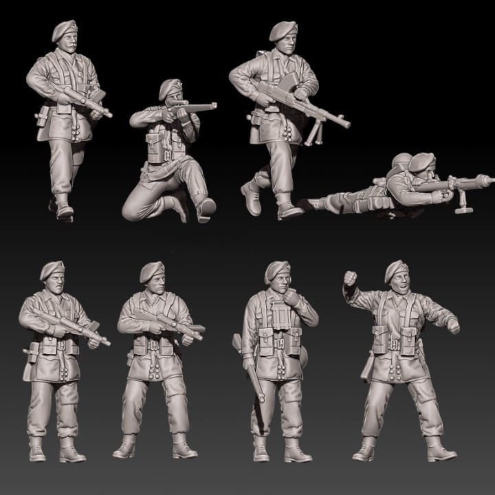 ww2 british paratroopers in berets set 2