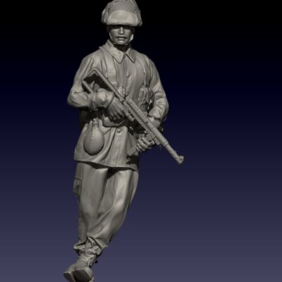 Swedish M59 soldier standing leaning V2 with net
