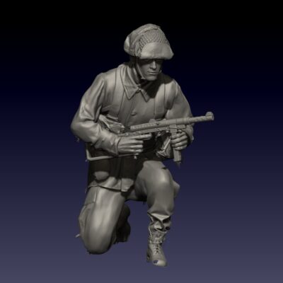 Swedish M59 soldier crouching V2 with helmet netting