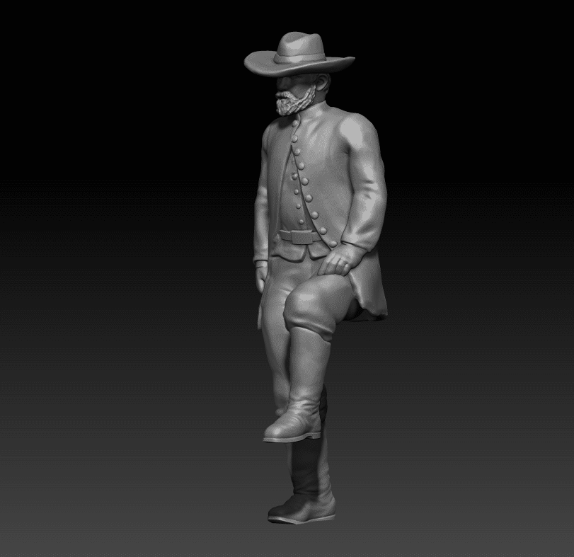 Confederate officer standing on mortar beard