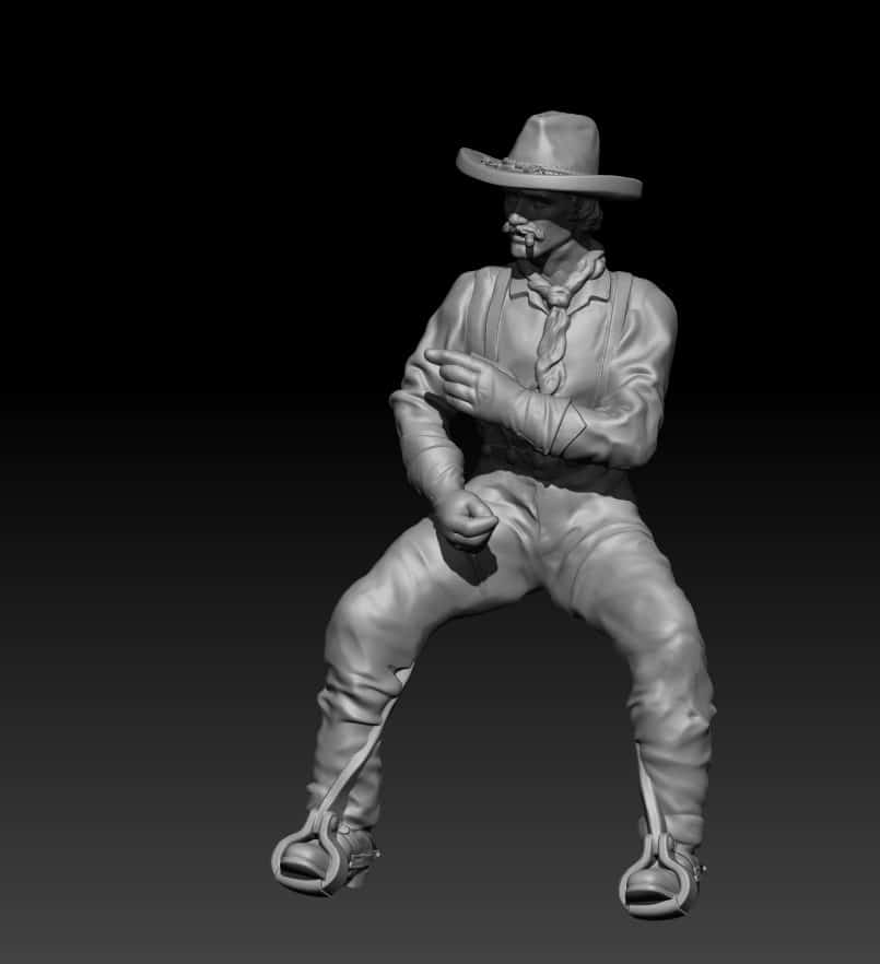 Rider smoking and pointing 7th Cavalry Scout