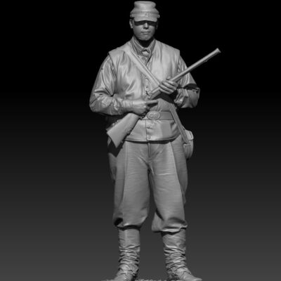 Confederate soldier standing with priced carbine