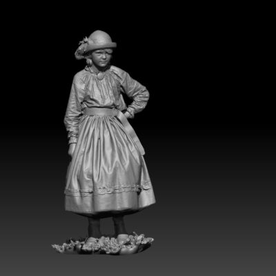 Young girl standing tough waiting