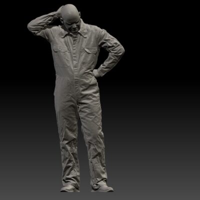 Mechanic scratching his back head