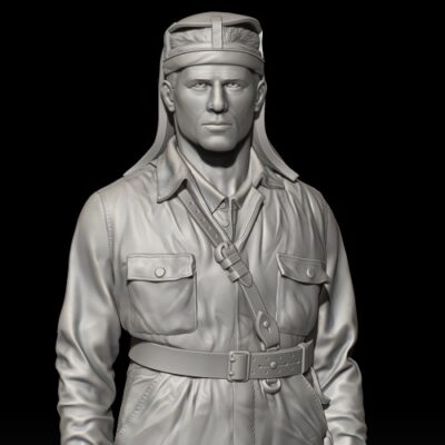 Swedish Tank Soldier standing in Elliot cap, year 1922