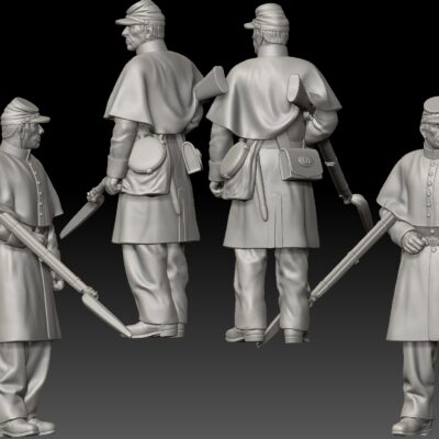 Winter Union Infantry in greatcoat standing waiting