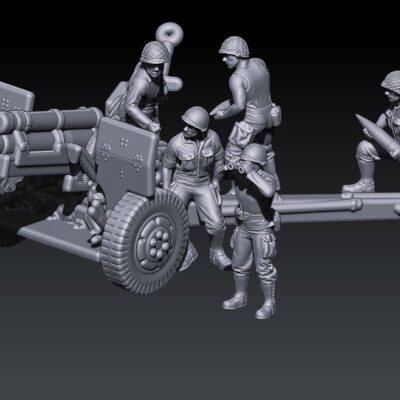 WW2 US 105mm Howitzer with crew