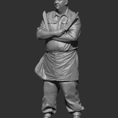 WW2 American army cook with knives