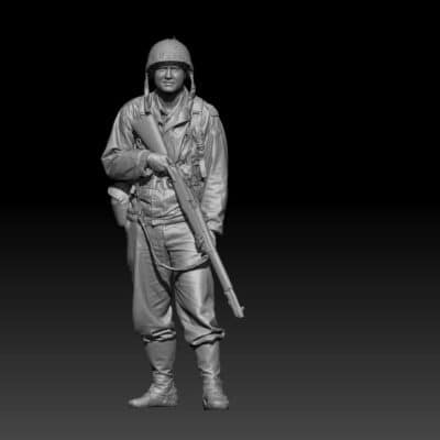 WW2 US 5th Ranger standing ready with rifle