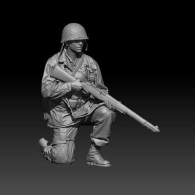 WW2 US 5th Ranger crouching ready