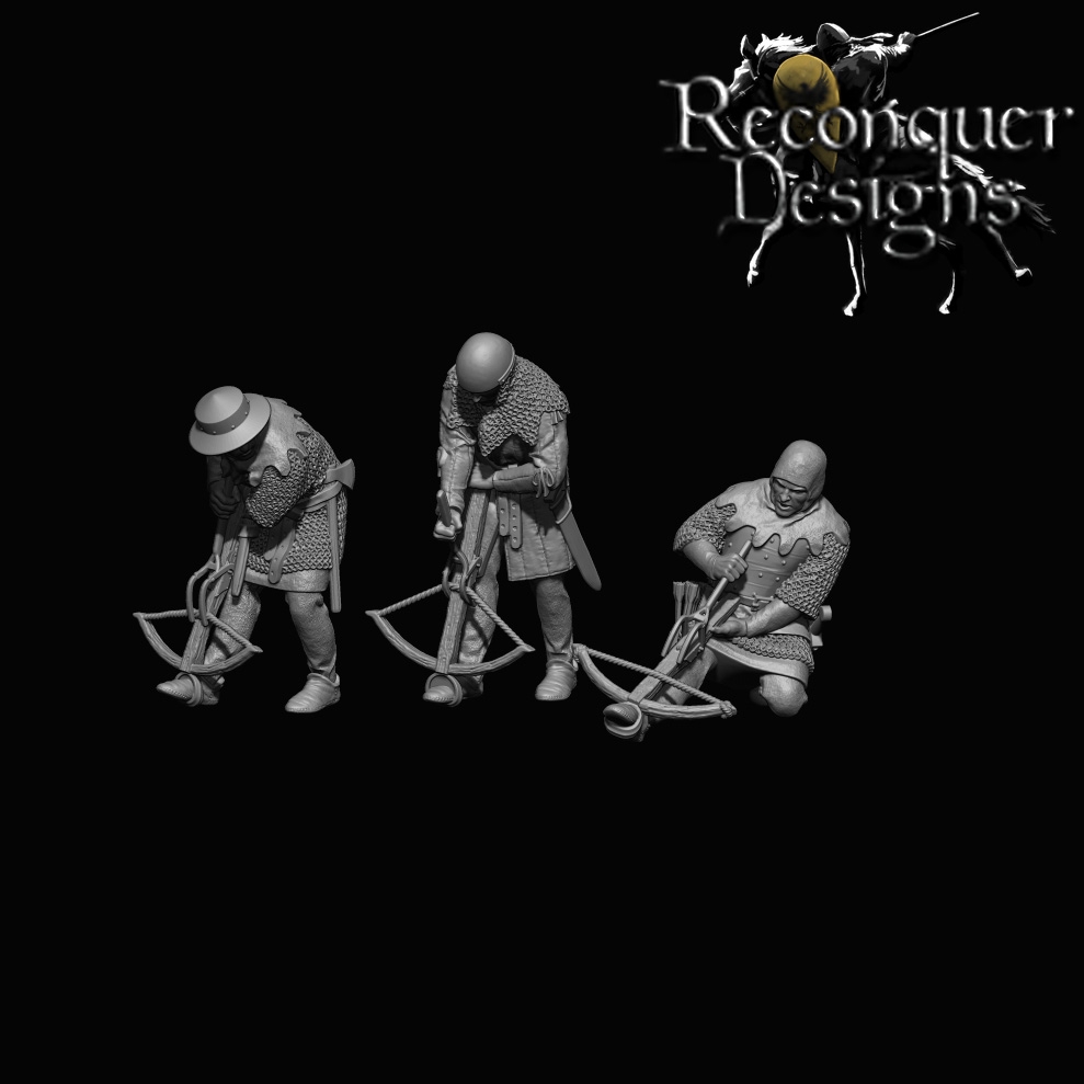 Set of 3 Late 14th - Early 15th century crossbowmen Hundred Years' War