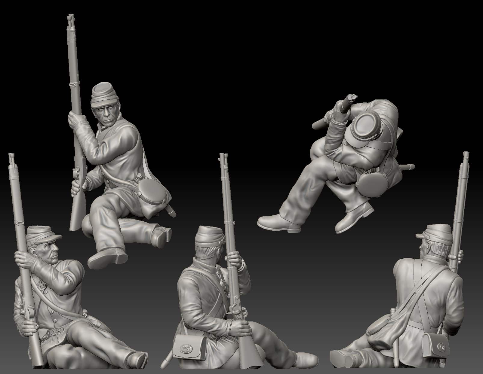 Injured Union soldier sitting alert, sack coat - Image 2