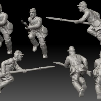 Confederate soldier attacking forcefully