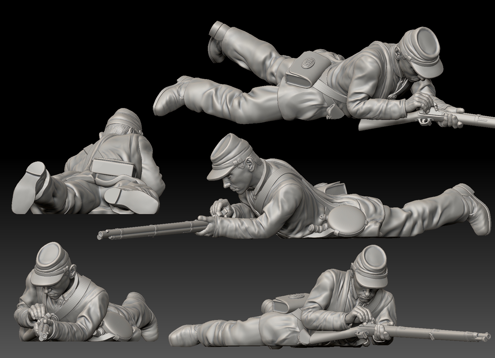 Union soldier on ground loading rifle - Image 2