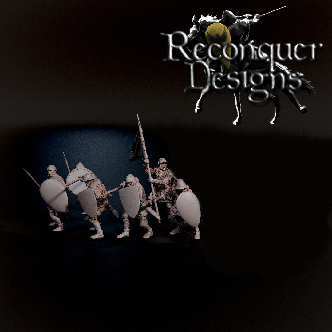 Narvarrese footsoldiers set of 6, mid 14th Century Hundred Years War