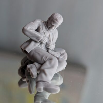 Wounded man checking injury, Union soldier