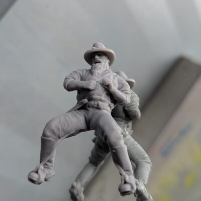 Chubby cavalry soldier halting horse, shirt