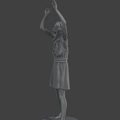 Zombie female both arms up, skirt