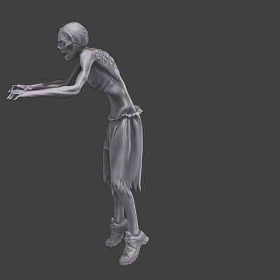 Zombie emaciated leaning over counter