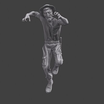 Zombie army man running towards you