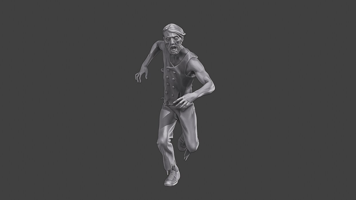 Zombie in fancy vest running