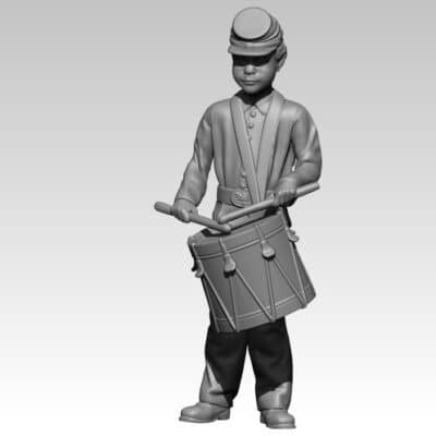 Civil war young Union drummer boy standing