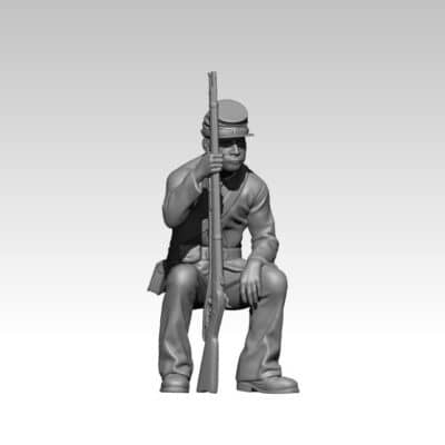 Union soldier sitting down to rest
