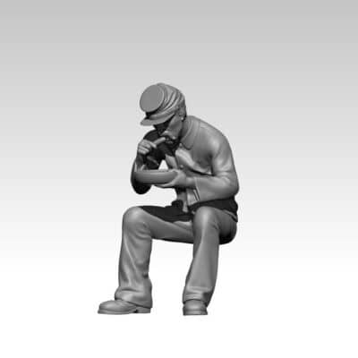 Union soldier sitting eating sausage
