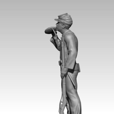 Union soldier standing drinking from canteen