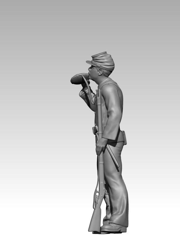 Union soldier standing drinking from canteen