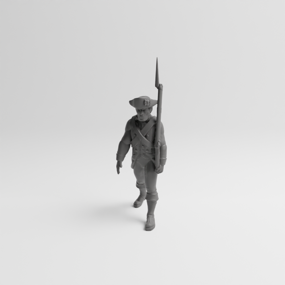 Revolutionary War soldier marching v7