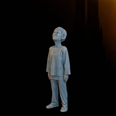 Medieval child staring up