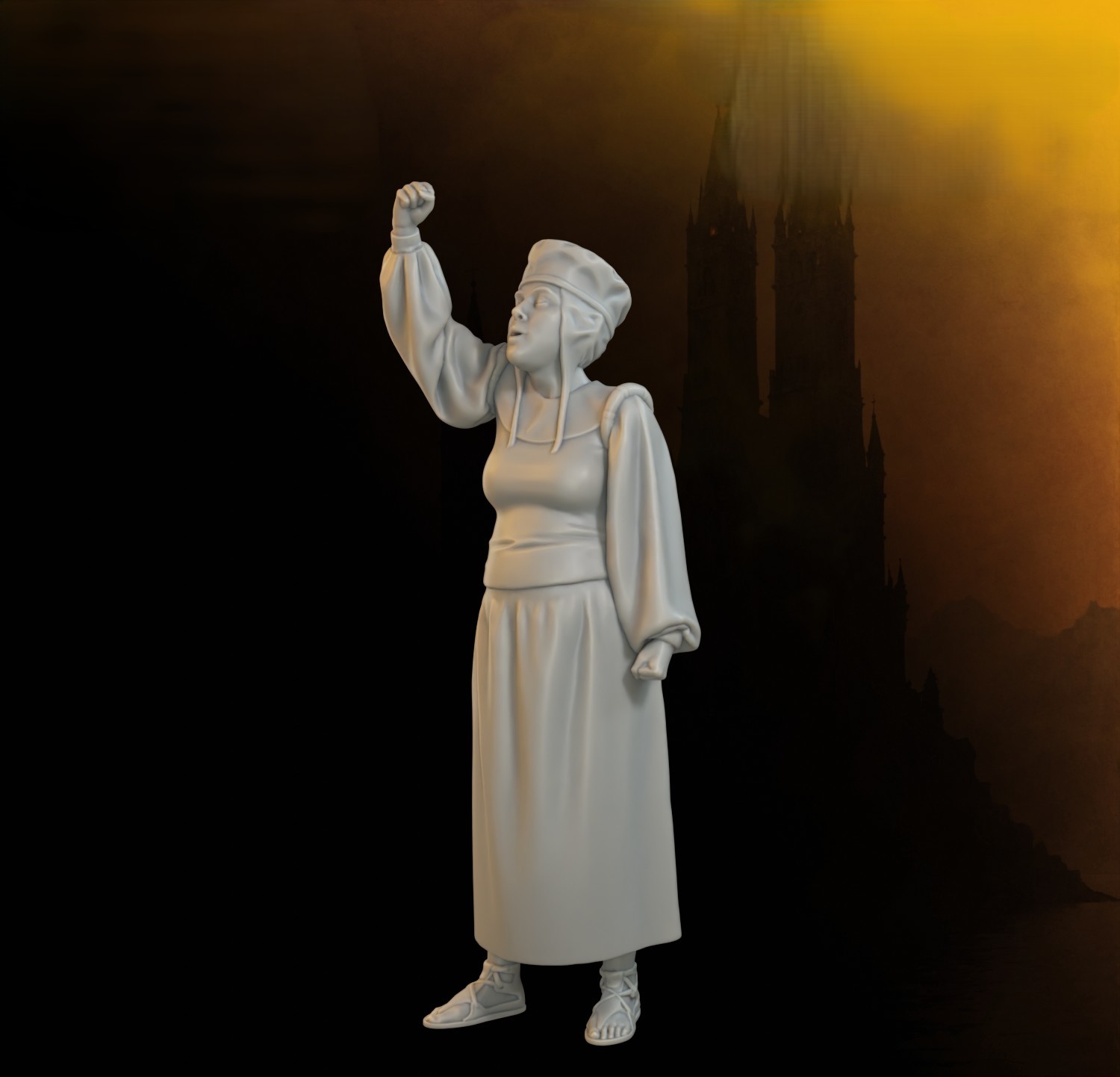 Medieval woman fist raised