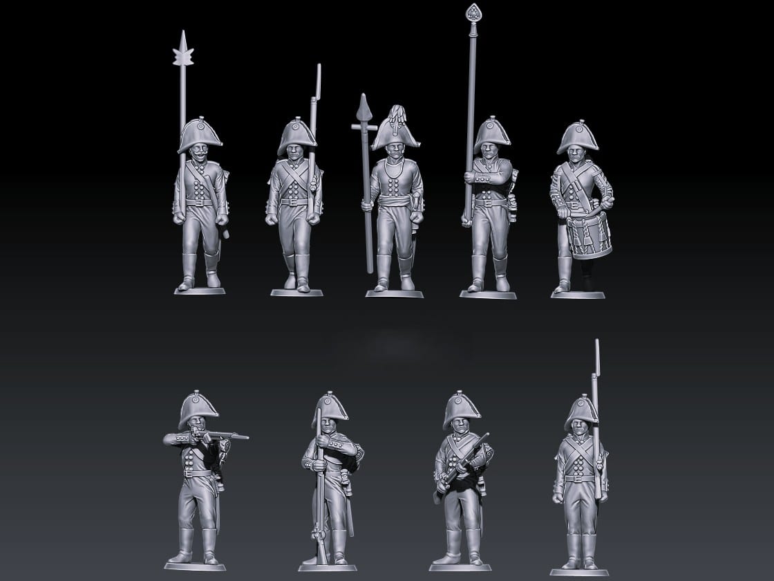 Napoleonic russian musketeers in bicorne 1801 set 2