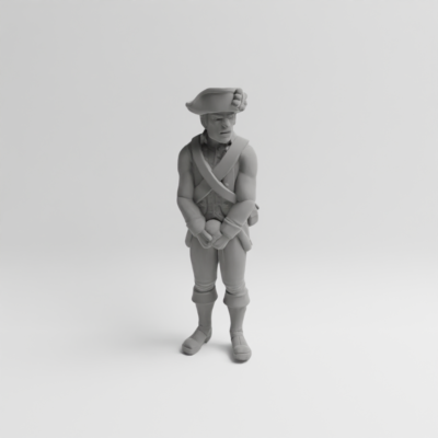 Revolutionary War cannon crew holding cannonball