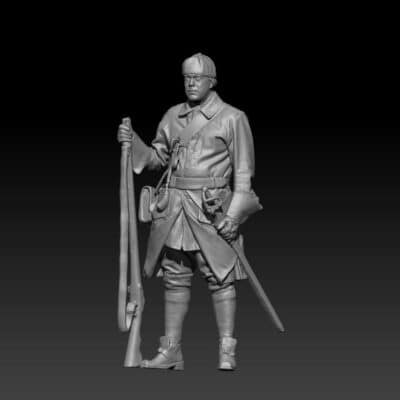 Swedish Carolean rifle soldier standing - early 1700s,