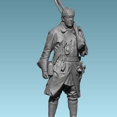 Swedish Carolean rifle at left shoulder - early 1700s,