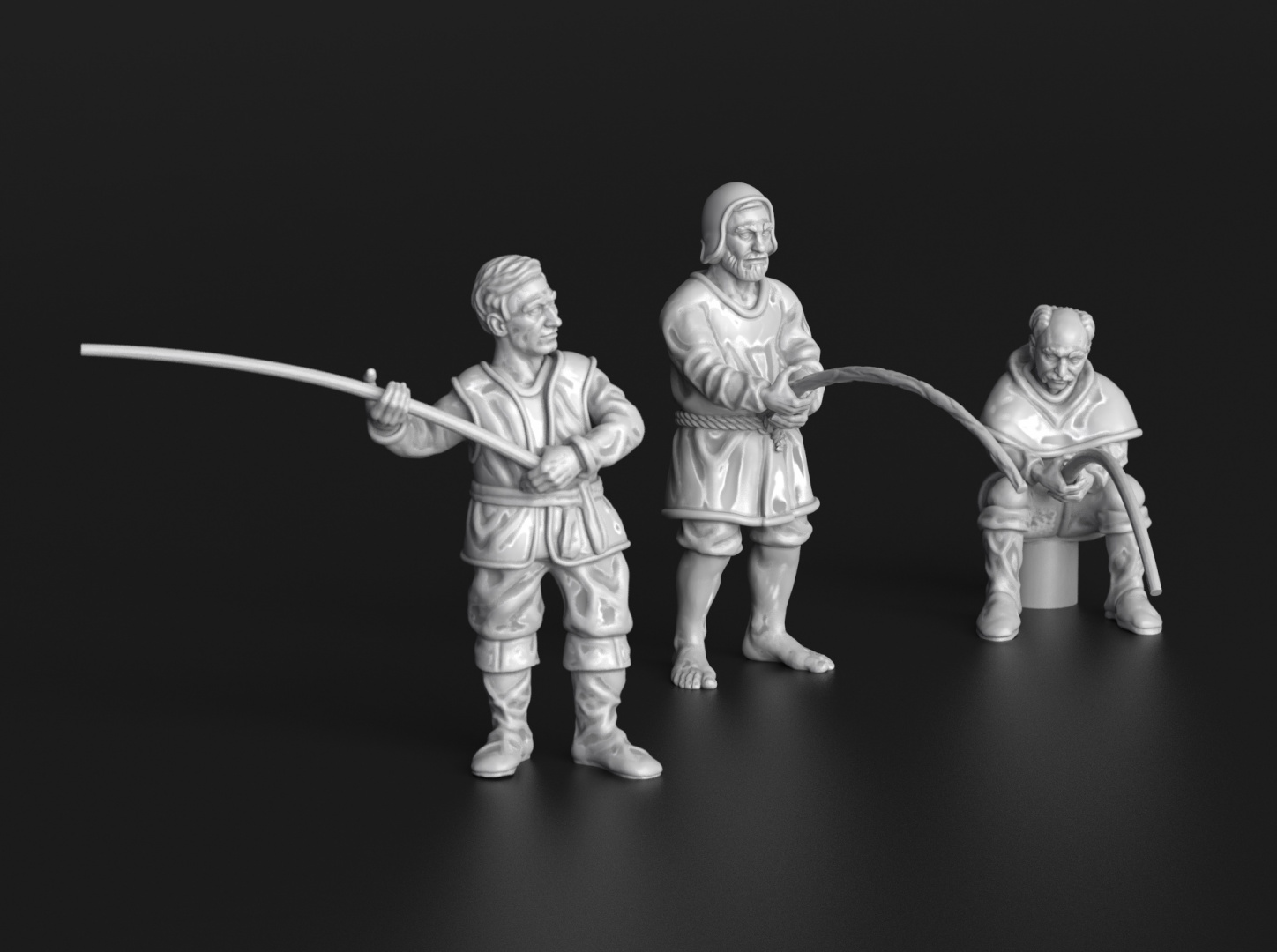 Medieval fishermen set
