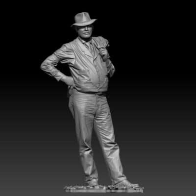 Man standing cool with jacket over shoulder, 1940-1950s