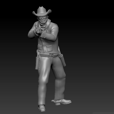 Cowboy aiming with rifle