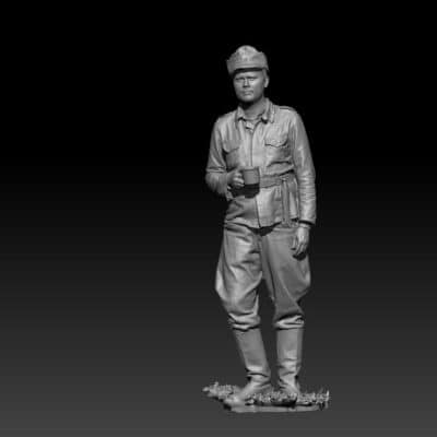 Finnish WWII soldier drinking coffee