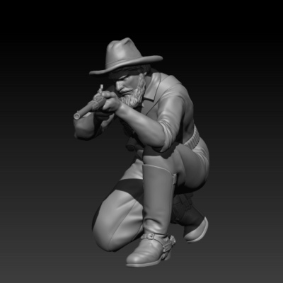 Dismounted 7th Cavalry, kneeling shooting