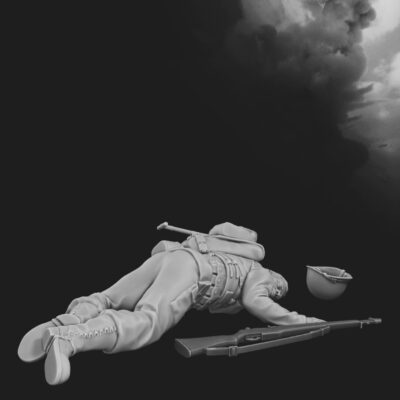 US Soldier on ground D-Day Omaha Beach