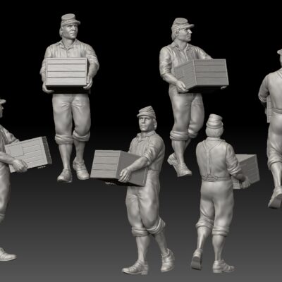 Civil war soldier carrying crate