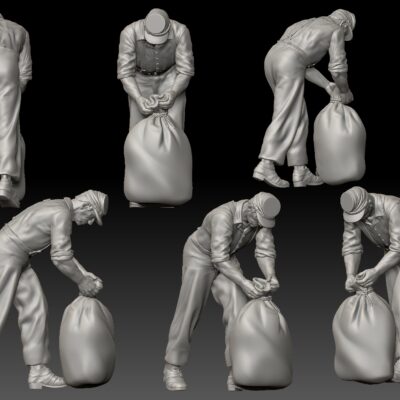 Civil war soldier lifting sack